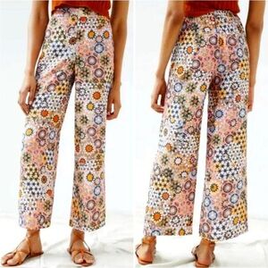 Anthropologie Kaleidoscope Geometric Wide Leg Pants Sz 8P PETITE